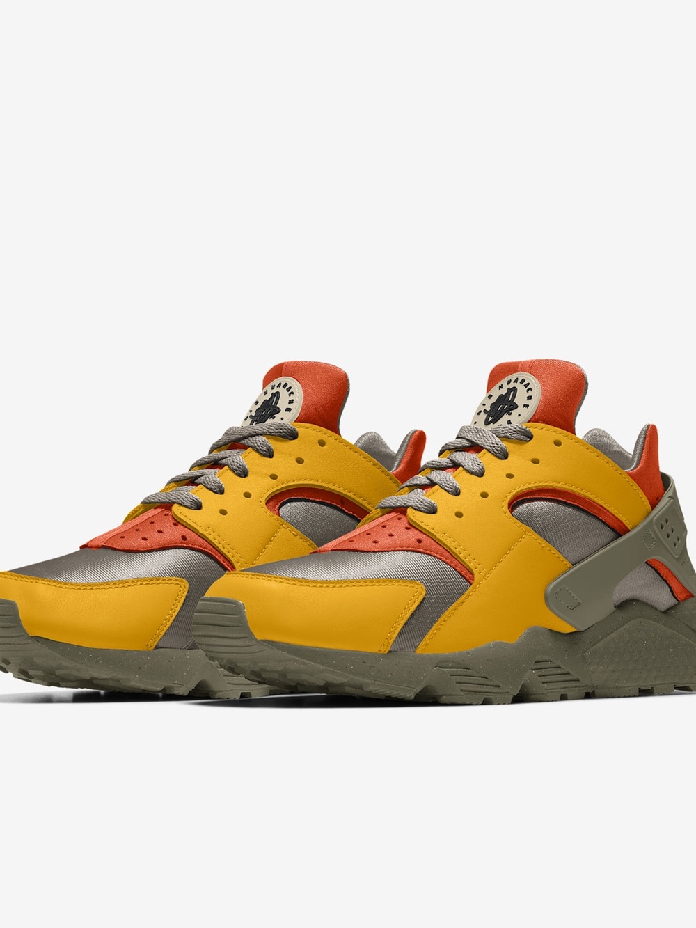 Nike Unisex Huarache Sneakers in Yellow, Orange & Olive
